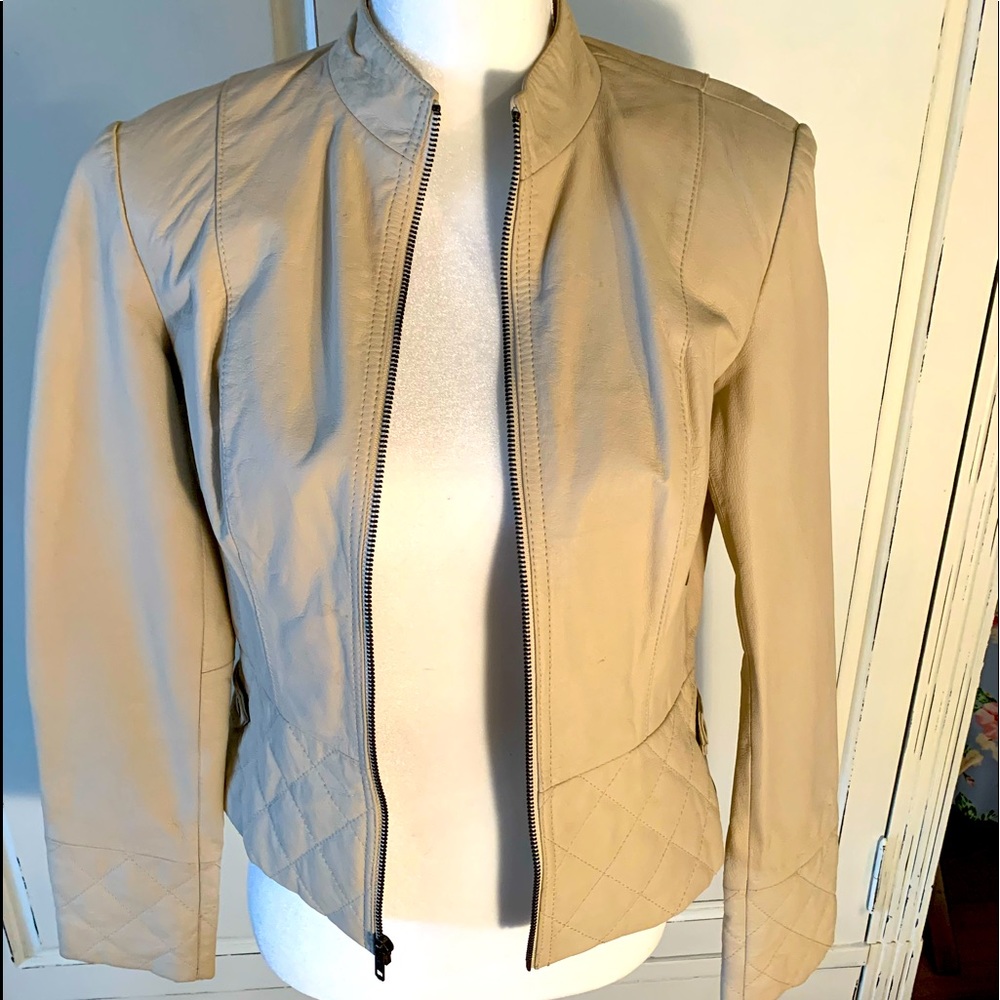 Leather jacket cream